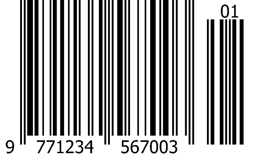 ISSN+2 barcode for magazine ISSN+2 ean+2 magazine barcode with 2-digit supplements